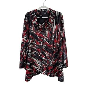 Ali Miles Womens Abstract Artsy Print Cowl Neck Tunic Top Colorful Plus Size 3X